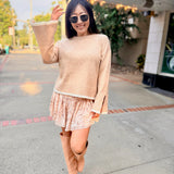 Angelina Cuff Slit Crew Neck Sweater