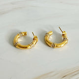 Golden Bamboo Spark Hoop Earrings