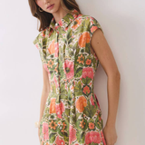 Willow Bloom Button-Front Mini Dress