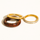 Sierra 18K Gold Red Jasper Mixed Stack Ring Set