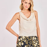 Ivory Last Night Cowl Neck Slv/Less Top