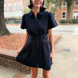 Twill Utility Mini Dress - Navy