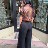 Black Romy Satin Pleated Pant