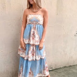 Floral Tiered Spaghetti Strap Maxi Dress