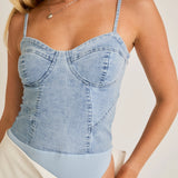 Indigo Allure Denim Bodysuit