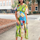 Floral Patchwork Midi Dress