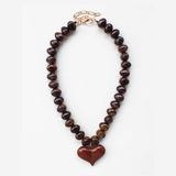 Sienna Brown Chunky Beaded Heart Necklace