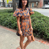 Lia Floral Puff Sleeve Fit & Flare Mini Dress