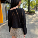 Distressed Midnight Chevron Sweater