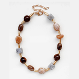 Sienna Gold Tube Beaded Multi-Stone Necklace