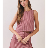 Maribel Striped Boatneck Sleeveless Crop Top