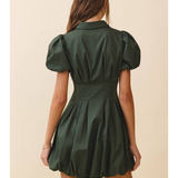Emerson Bubble Sleeve Zip-Front Mini Dress