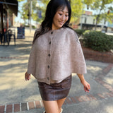 Taupe Button Closure Sweater Cape Cardigan