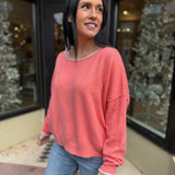 See Me Pullover - Coral Rimson Combo