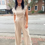 Cindy Strong Shoulder Sleeveless Knit Top