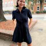 Twill Utility Mini Dress - Navy