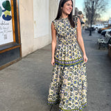 Floral Tiered Maxi Dress - Blue Multi