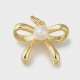 Gold Bow Pearl Knot Charm