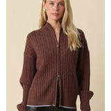 River Cable Knit Two-Way Zip Cardigan