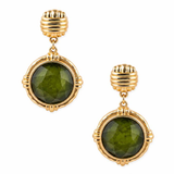 Maribel Matte Gold Green Stone Drop Earrings