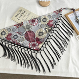 Burgundy Mosaic Paisley Triangle Fringe Scarf