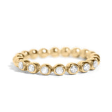 18k Gold Pvd Coated Beaded Stainless Steel Cz Stacking Ring - Clear