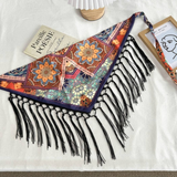 Marigold Patchwork Triangle Fringe Scarf
