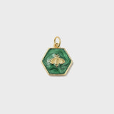 Gold and Green Hexagon Bee Charm