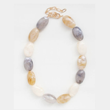 Cream, Grey, and Brown Stone 16"-18" Necklace