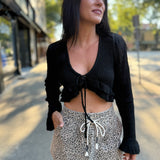 Midnight Ruffle Knit Crop Top