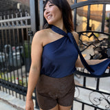 New Chapter Vegan Leather Side Zip Shorts