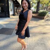 Black Drape Neck Dress