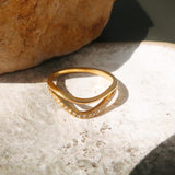 Orleans Layered V Rhinestone Ring