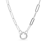Stainless Steel Paperclip Carabiner Charm Holder Necklace - Stainless