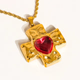 Homer 18K Non-Tarnish Red Cross Necklace