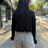 Midnight Ruffle Knit Crop Top