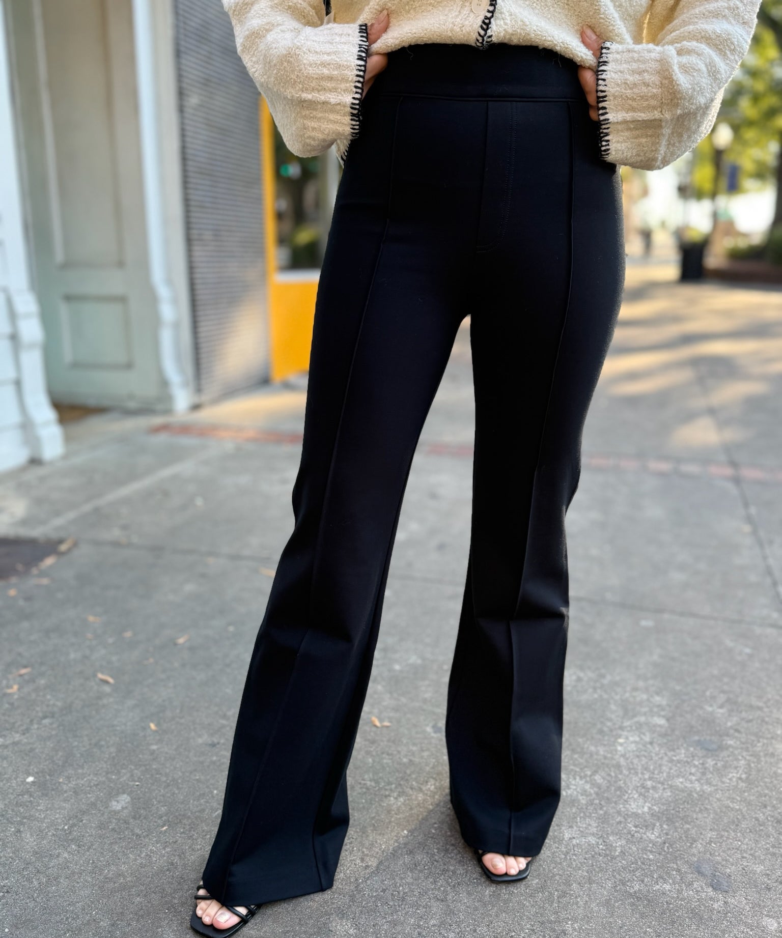 spanx black dress pants Spanx - Perfect Black Pant - Hi Rise Flare