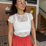 Ready to Go Lace Tee - Ivory