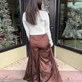 Dark Oak Side Ruffle Pants