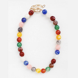 Light Multi Natural Stone 8mm Beaded Necklace
