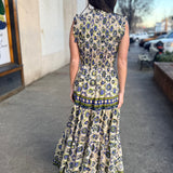 Floral Tiered Maxi Dress - Blue Multi