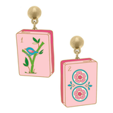 Blush Mahjong Tile Drop Earrings