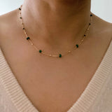 Dainty Precious Stone Bead Necklace - Green