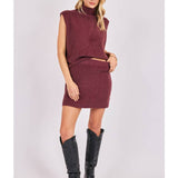 Burgundy Crosby Fuzzy Mini Skirt