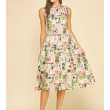 Watercolor Sleeveless Midi Dress