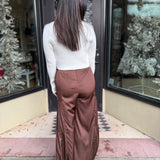 Dark Oak Side Ruffle Pants