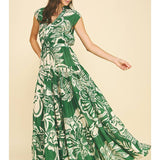 Floral Tiered Maxi Dress - Green
