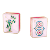 Pink Mahjong Tile Stud Earrings