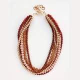 Sienna Multi-Layer Wood & Gold Beaded Necklace
