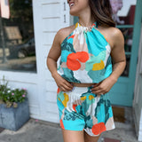 Koi Flower Ruched Halter Crop Top